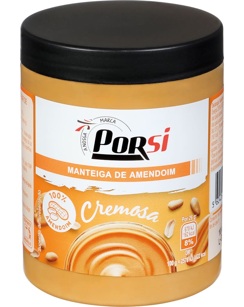 PorSi - Manteiga amendoim cremosa, embalagem de 340g