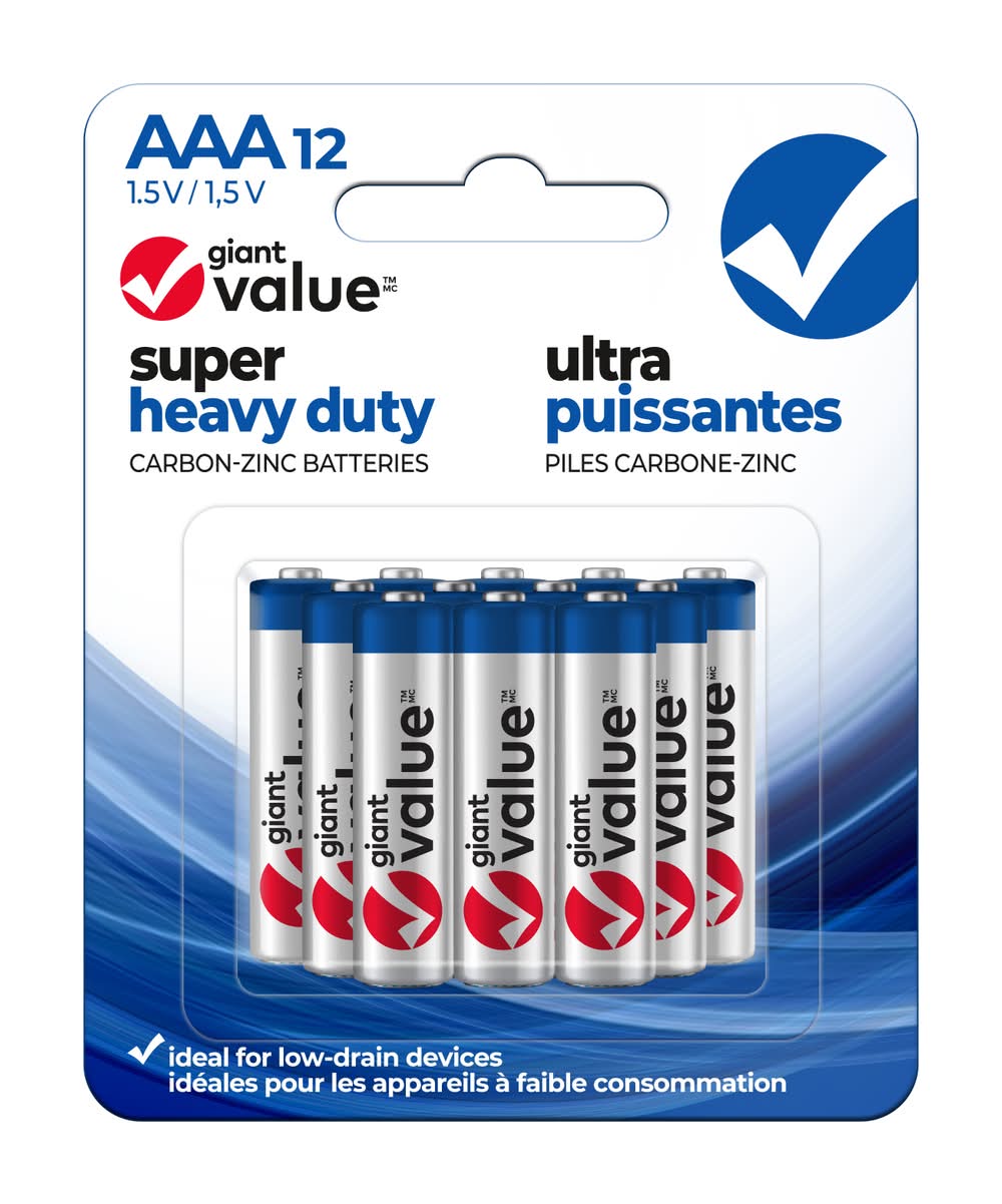 Giant Value Super Heavy Duty Aaa Batteries (12 ct)