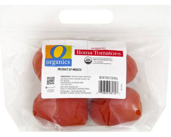 Order O Organics · Roma Tomatoes (16 oz) food online from Safeway store, Butte on bringmethat.com