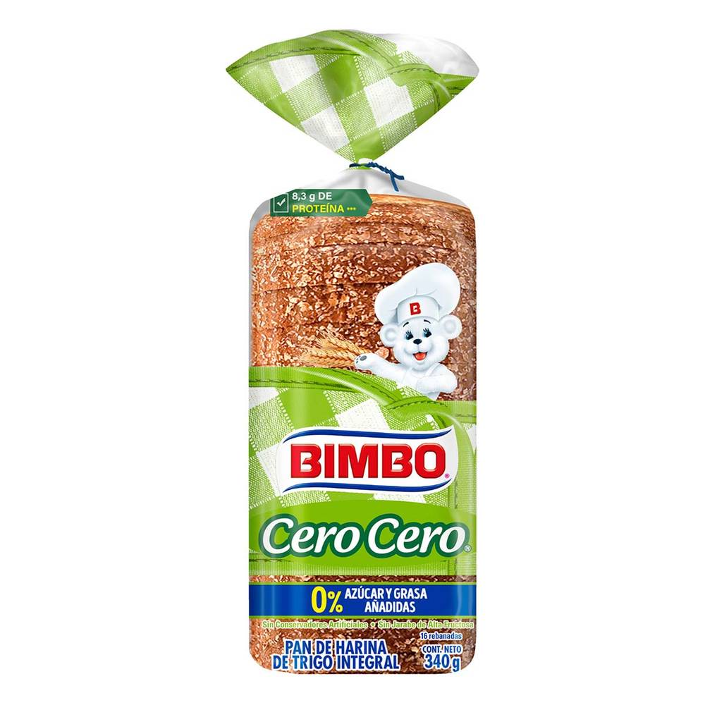 Bimbo · Pan rebanado de harina de trigo integral cero cero (340 g)