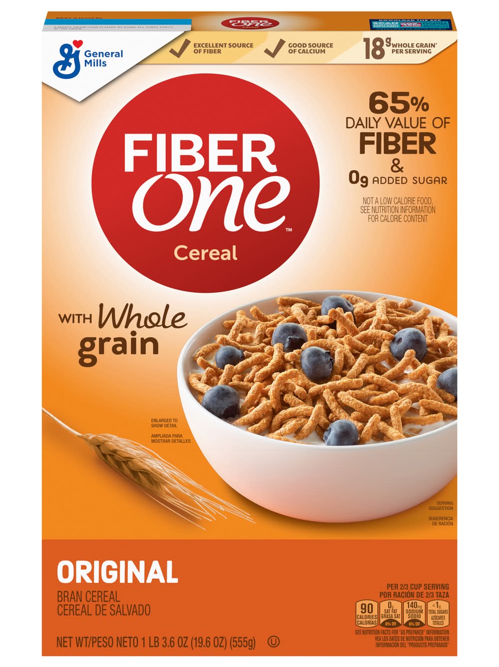 Fiber One Original Whole Grain Cereal, Bran (19.6 oz)