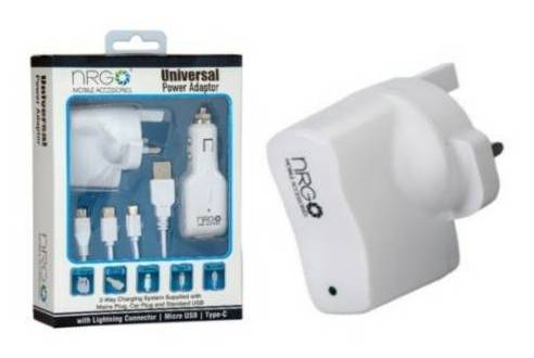 NRG Universal Power Adapter (3 Way Charging System)