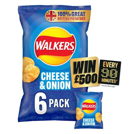 Walkers Cheese & Onion Crisps 6 pack