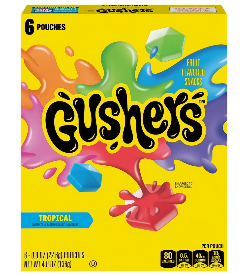 Gushers Fruit Flavored Snacks, Tropical (6 x 0.8 oz)