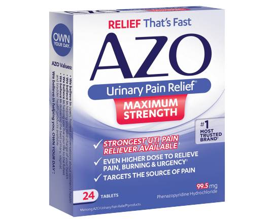 Azo Urinary Pain Relief Maximum Strength Tablets 99.5mg (0.96 oz, 24 ct)