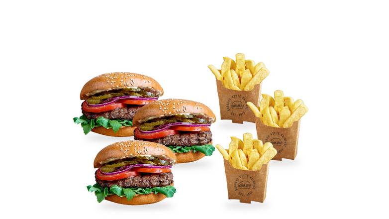 3x Burger+3x Frytki