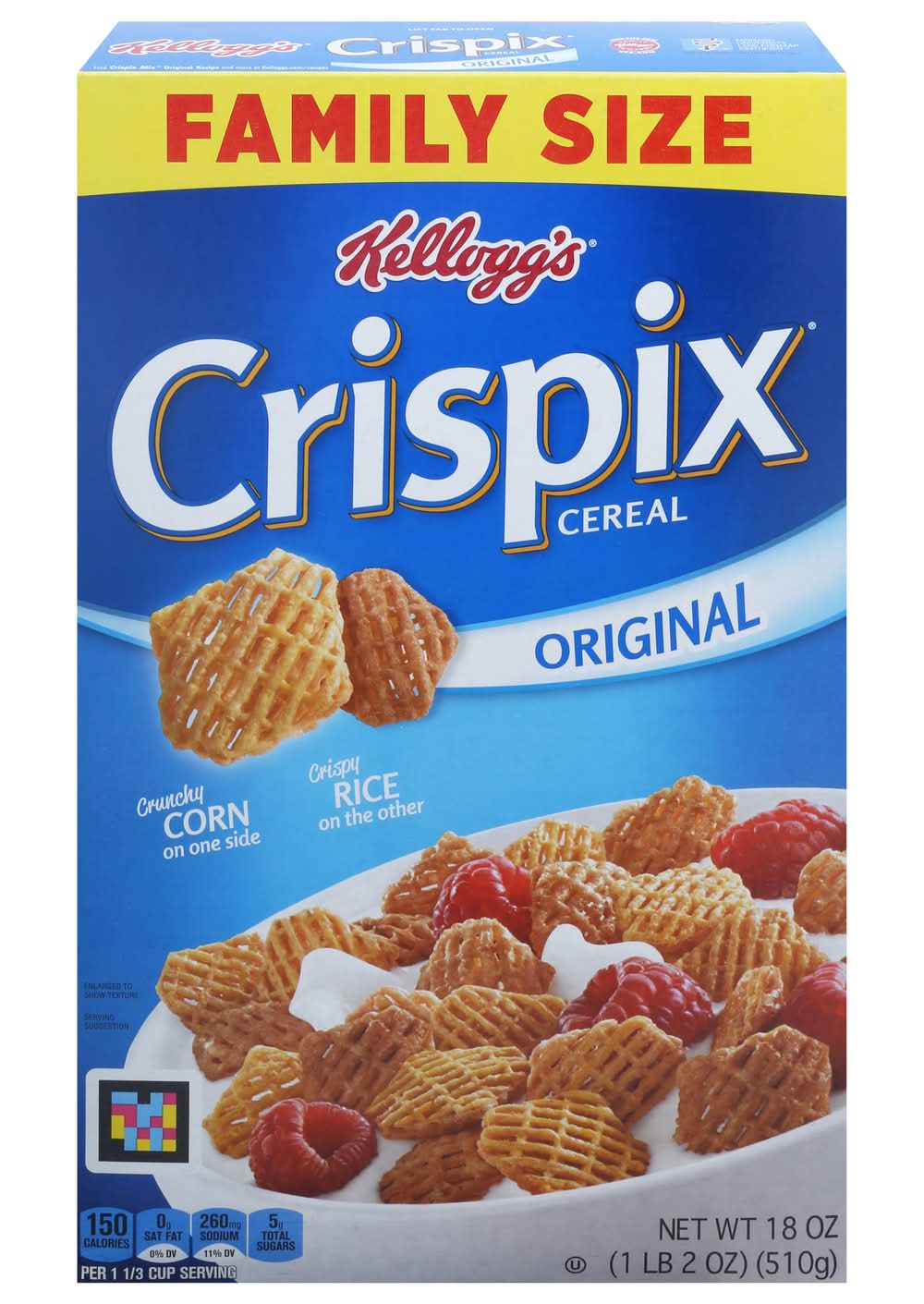 Kellogg's Crispix Cereal Crunchy Corn on One Side & Crispy Rice on Other (18 oz)