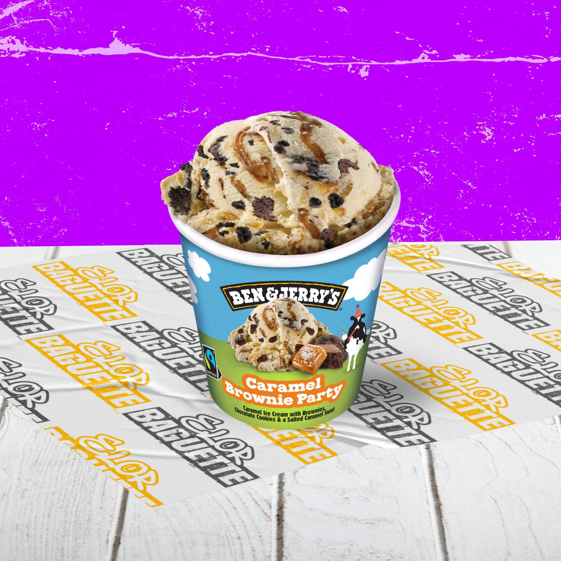 Ben & Jerry caramel brownie party