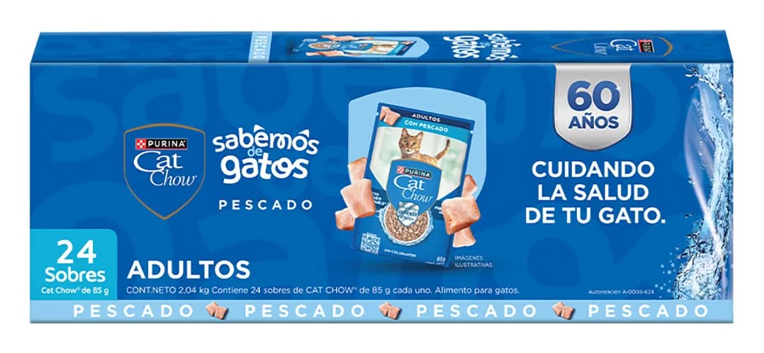 Purina Cat Chow · Hydro defense plus+ alimento húmedo para gatos, pescado, Adulto (24 x 85 g)