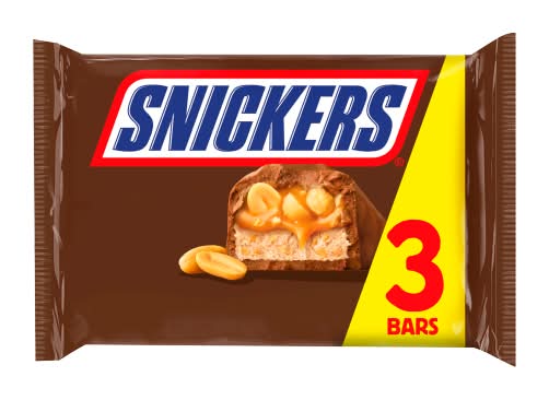 Snickers Caramel, Caramel Nougat & Peanuts Milk Chocolate Snack Bars (3 x 41.7g)