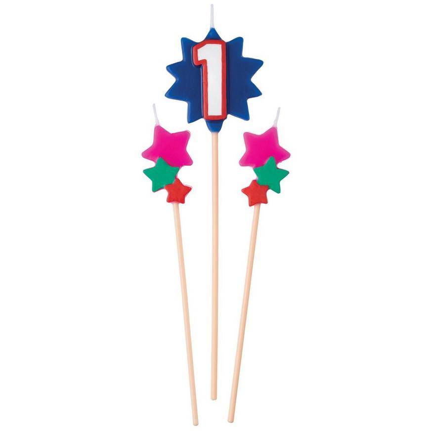 Birthday Star Number (1) Candle Pick Set, 3pc