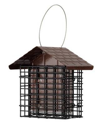 More Birds 2 Cake Suet Feeder with Weather Guard: Solid Steel, Dual Feeding Stations, Weather-Resistant