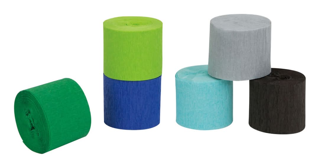 Crepe Paper Blue & Green Streamer Kit 6 Pieces 20 Ft Each