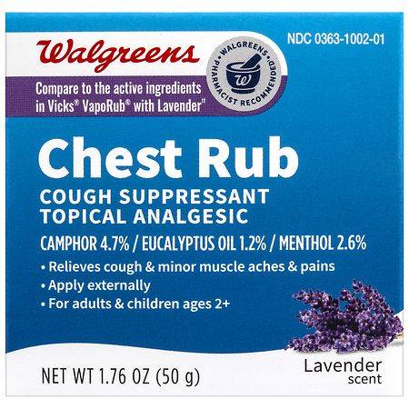 Walgreens Vapor Chest Rub and Cough Suppressant, Lavender (1.76 oz)