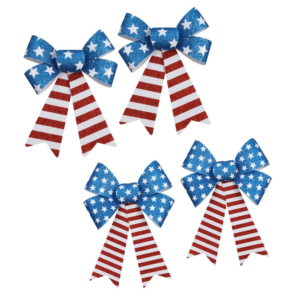 Glittery Stars & Stripes Decorative Bows