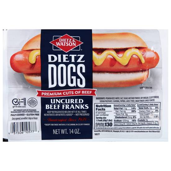 Dietz & Watson Dietz Dogs Uncured Franks (beef)