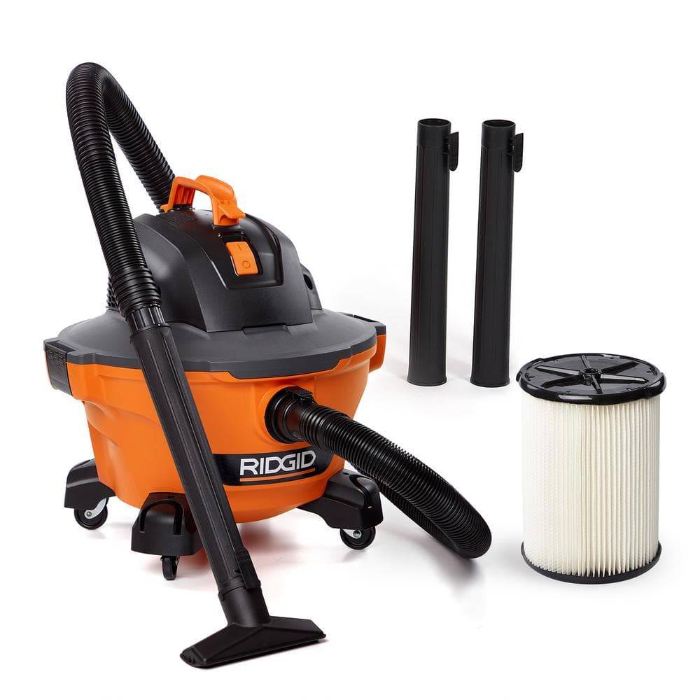 Ridgid 6 Gallon 3.5 Peak Hp Nxt Shop Vac Wet Dry Vacuum With General Debris Filter, Locking Hose And Accessory Attachments