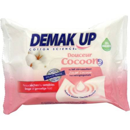 Lingettes démaquillantes Cocoon/peaux sensibles DEMAK'UP - le paquet de 25