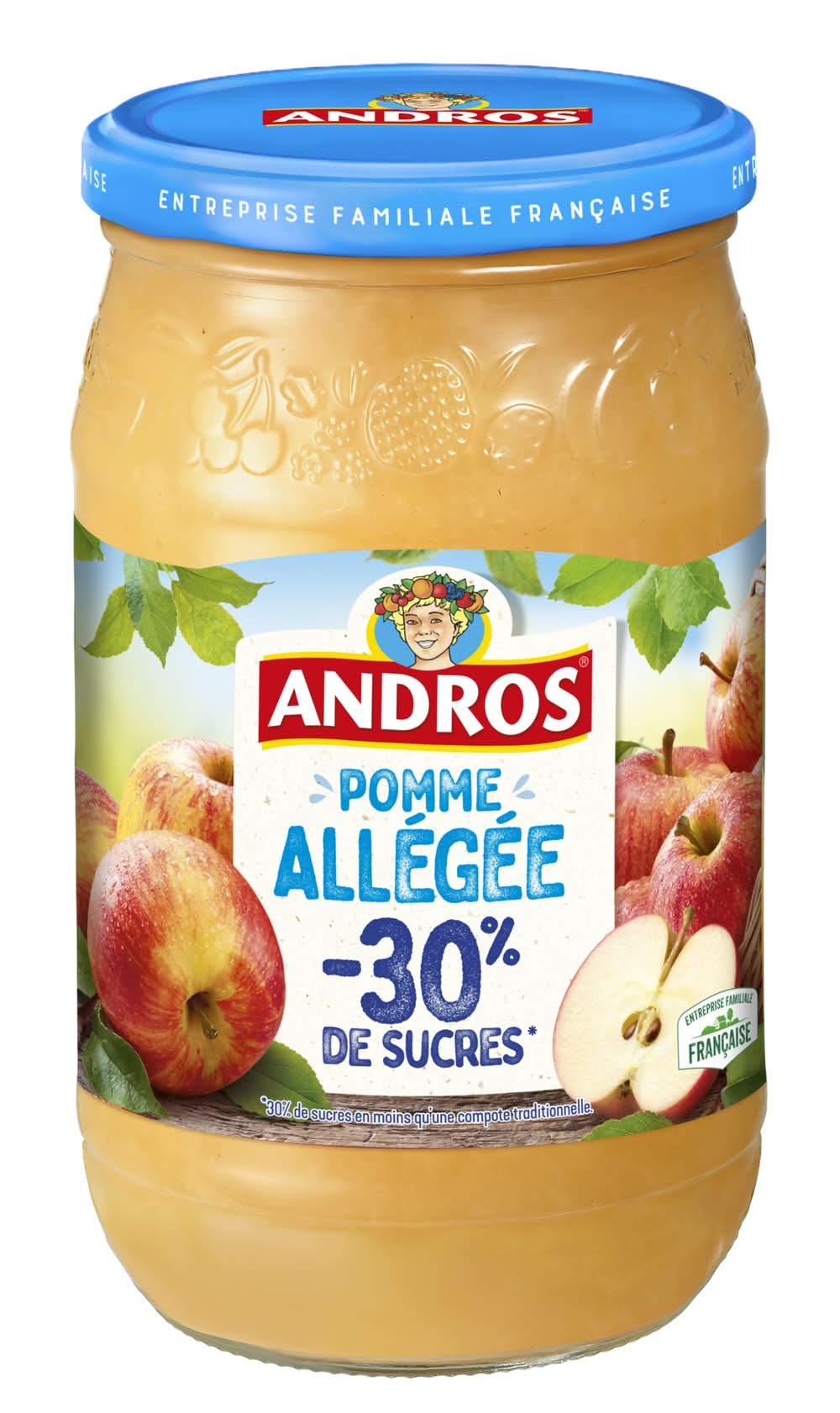 Andros - Compote de pomme allégée 30% de sucre (730g)