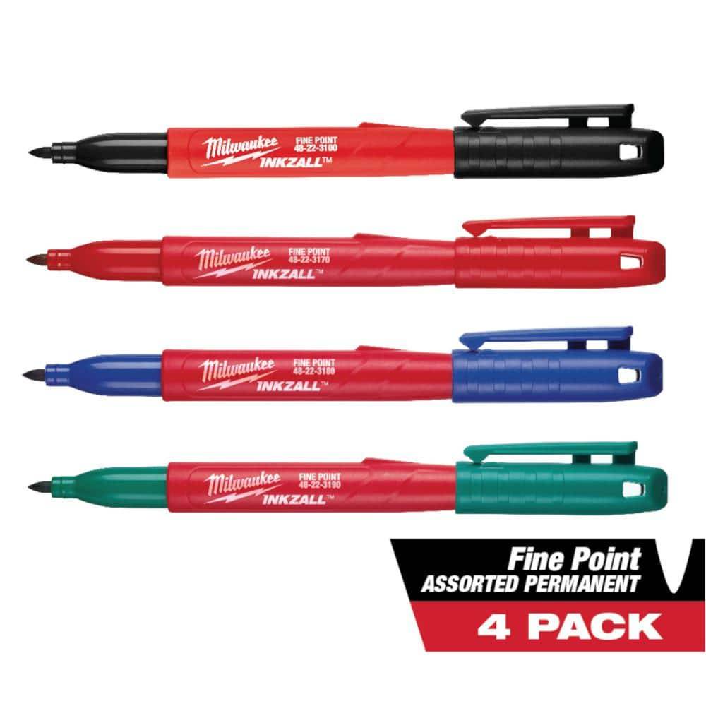 Milwaukee Inkzall Multi-Colored Fine Point Jobsite Permanent Markers (4-Pack)