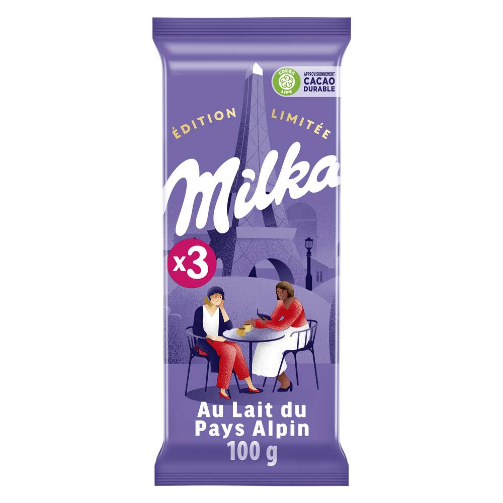 Milka - Tablette de chocolat au lait du pays alpinf (3 x 100g)