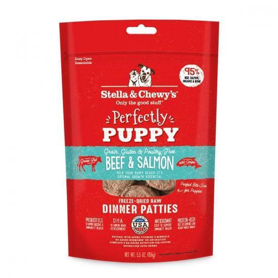 Stella & Chewy's Perfectly Puppy Freeze Dried Raw Beef and Salmon Dinner Patties Grain Free Dog Food (5.5 oz)