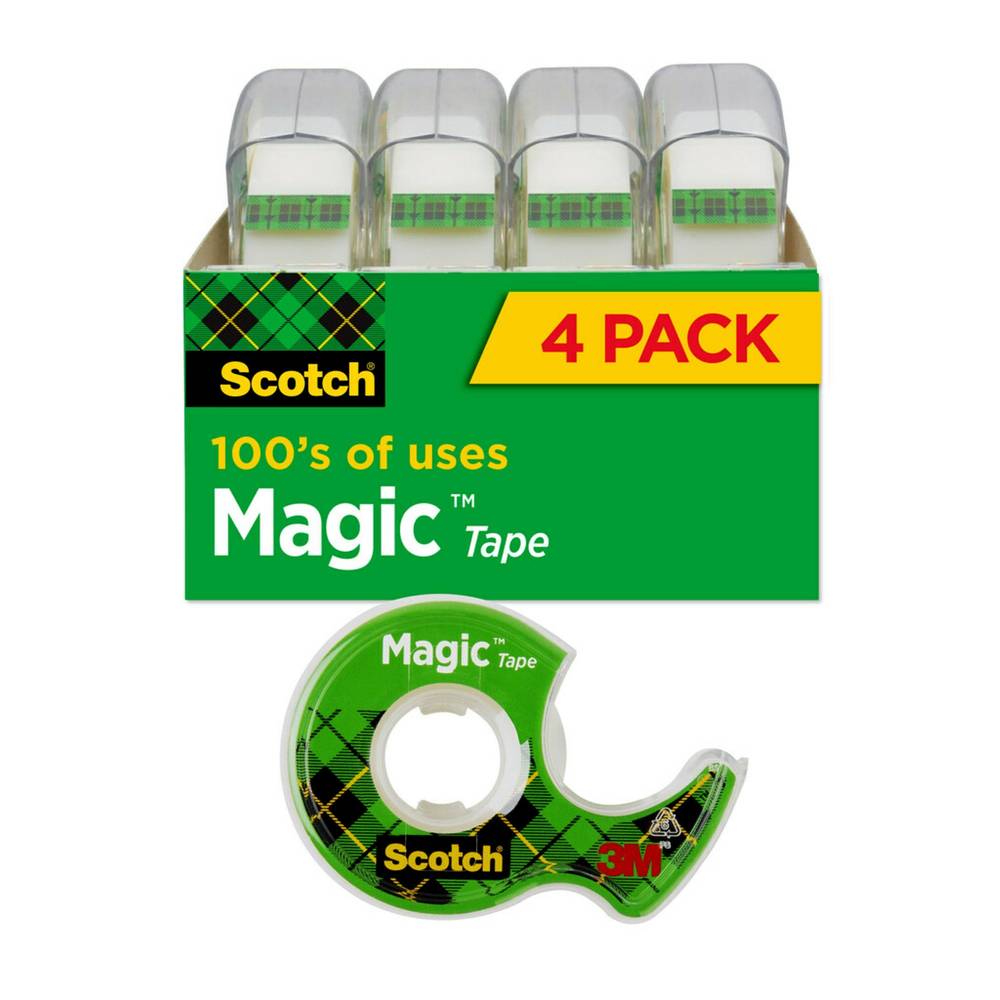 3M Scotch Magic Tape 4-Pack 25-ft x 0.75-in Multipurpose Tape | 4105