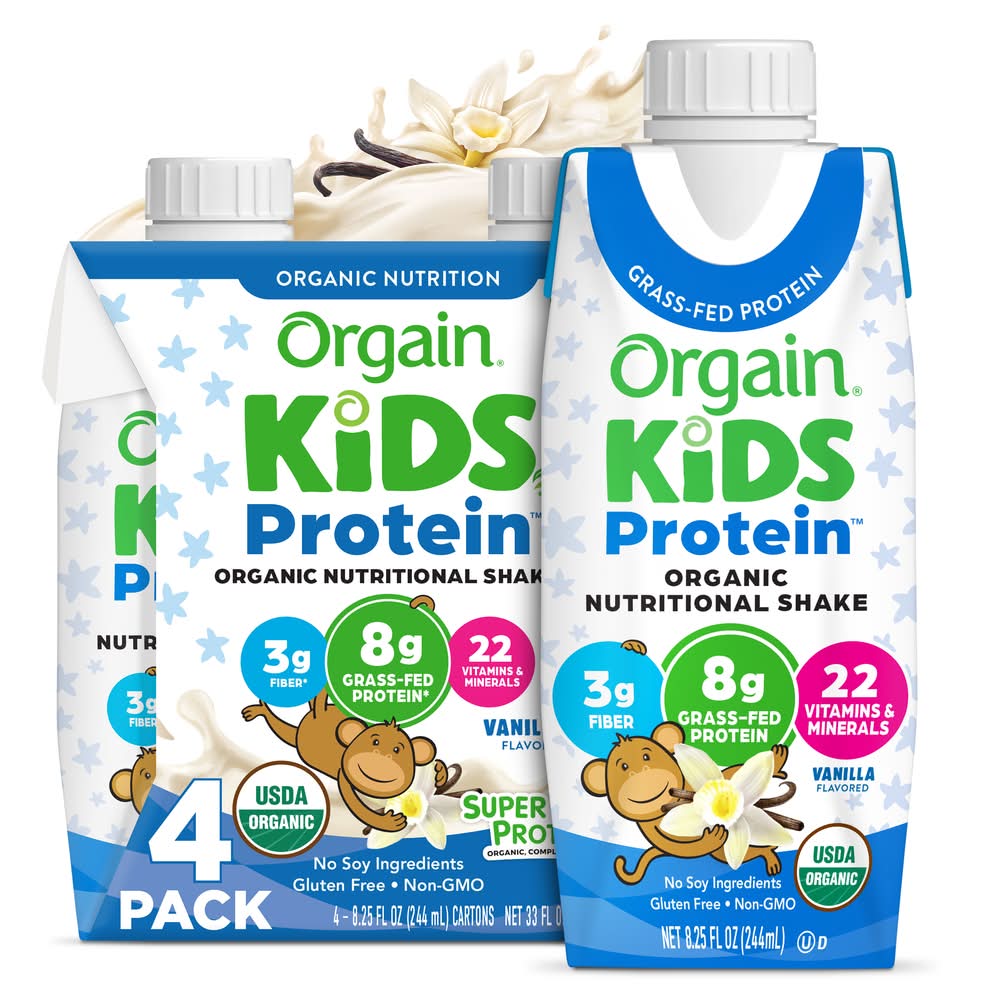 Orgain Kids Protein Organic Vanilla Nutritional Shake (4 x 8.25 fl oz)