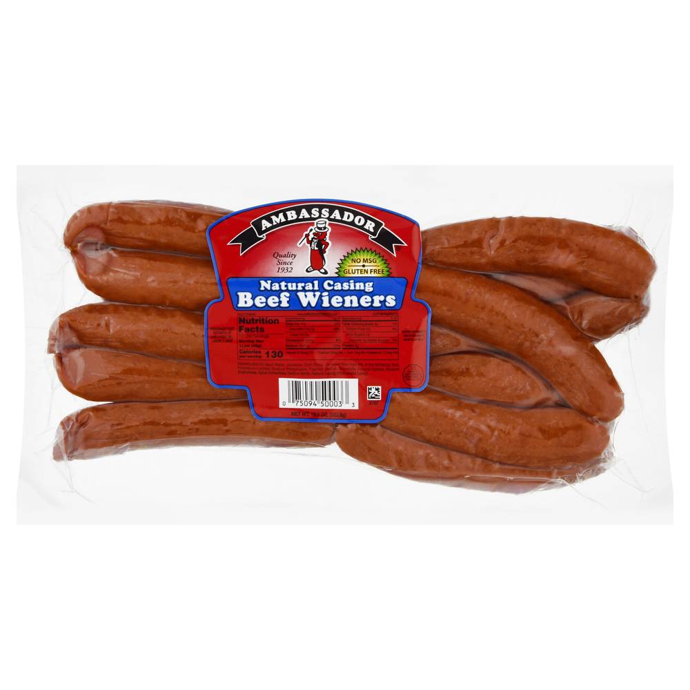 Ambassador Natural Casing Beef Wieners (1.22 lbs)