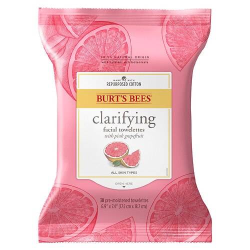 Burt's Bees Clarifying Facial Towelettes for All Skin Types Pink Grapefruit - 30.0 ea