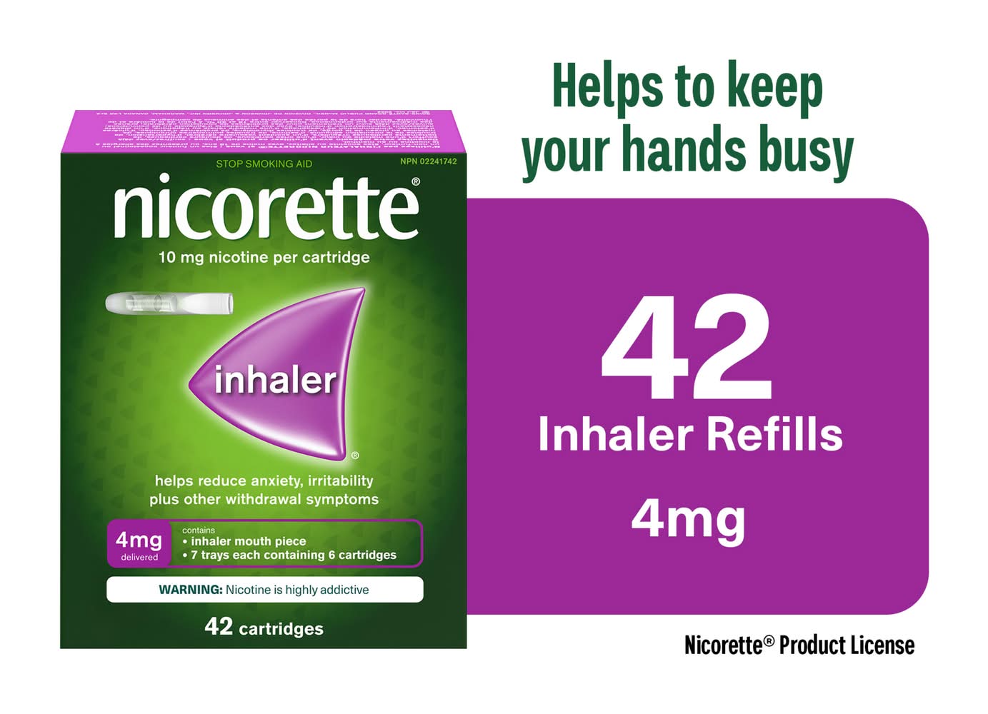 Nicorette Stop Smoking Aid Inhaler 4 mg Cartridges (42 ct)