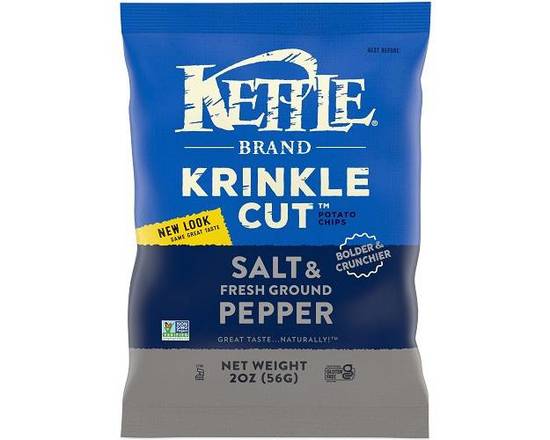 Order Kettle Brand Krinkle Cut Salt and Fresh Ground Pepper 2 oz food online from Glenrose Liquor & Mini Mart store, Glendale on bringmethat.com