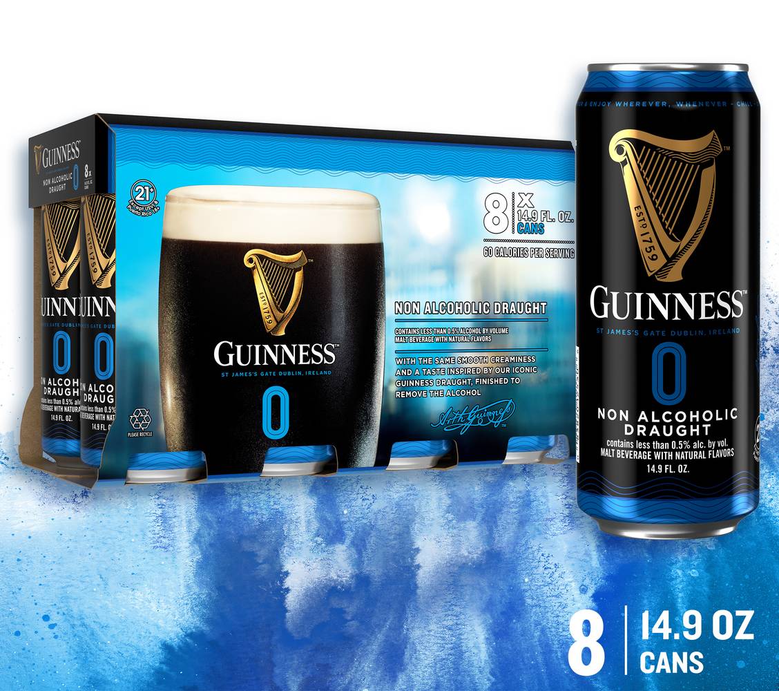 Guinness Non Alcoholic Draught Import Beer (8 x 14.9 fl oz)