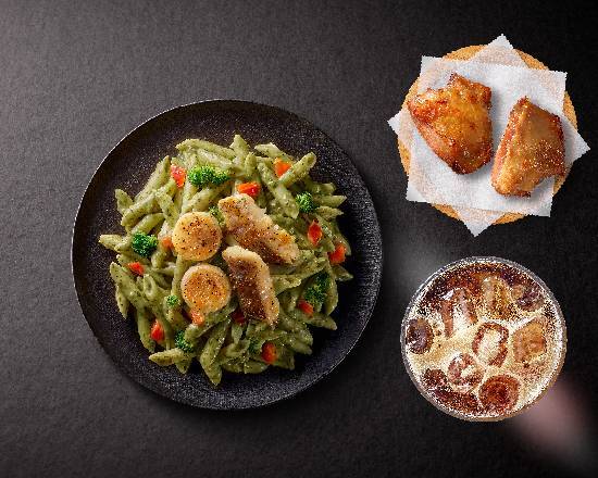 干貝鱈魚青醬筆管麵【經典套餐】