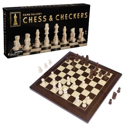 Game Gallery Wood Chess & Checkers Set