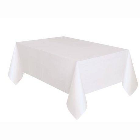 Unique Party Favors Rectangular Plastic Table Cover, 54 x 108 inches, White