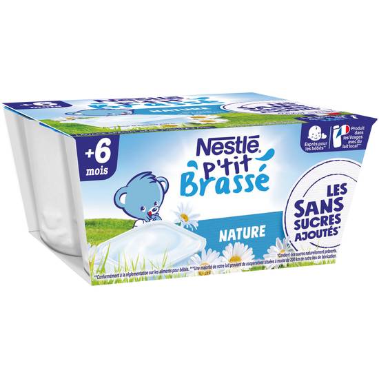 Nestlé - P'tit brassé nature dès 6 mois, 4 pcs
