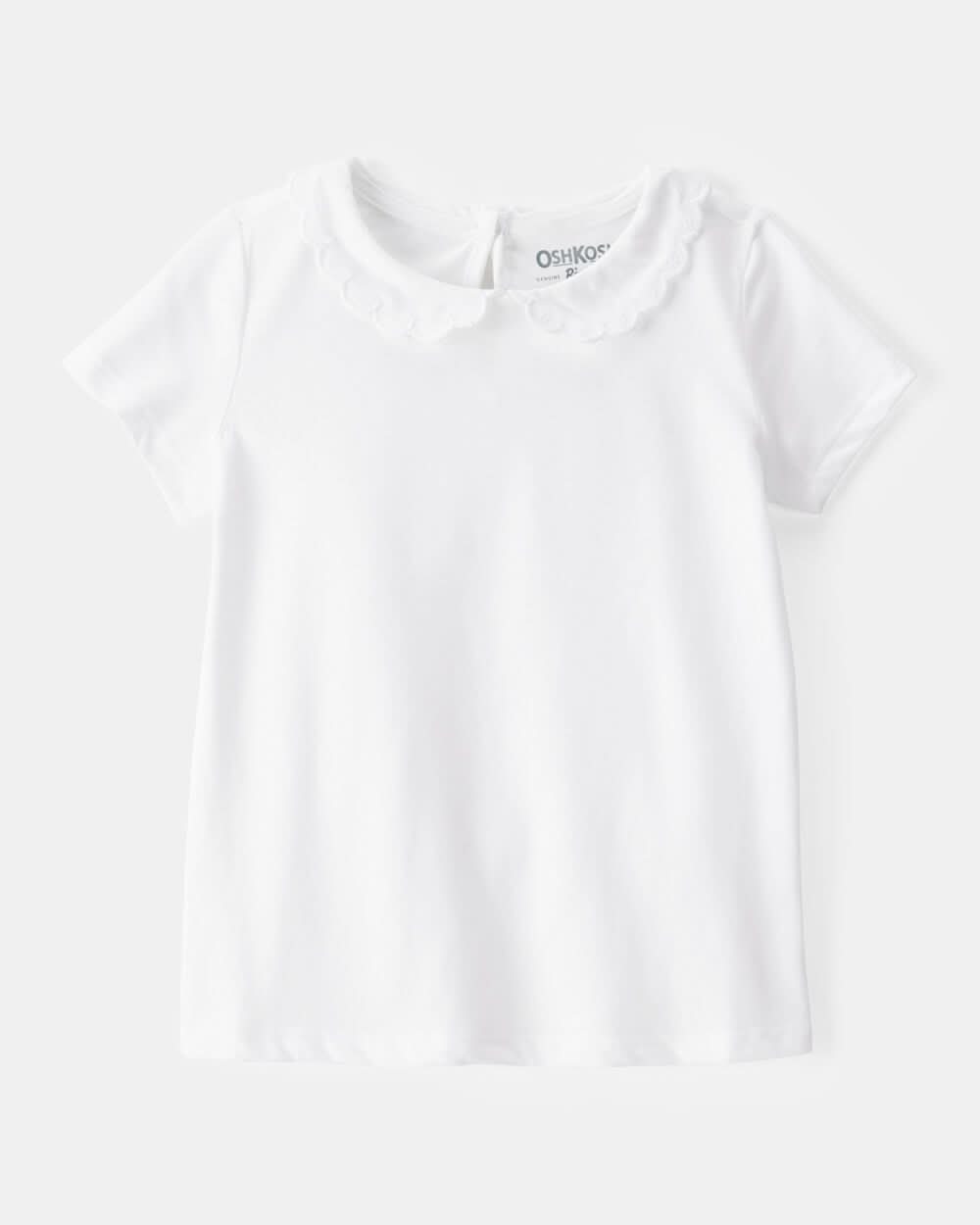 Toddler Scalloped Collar Short-Sleeve Top - White - 3T