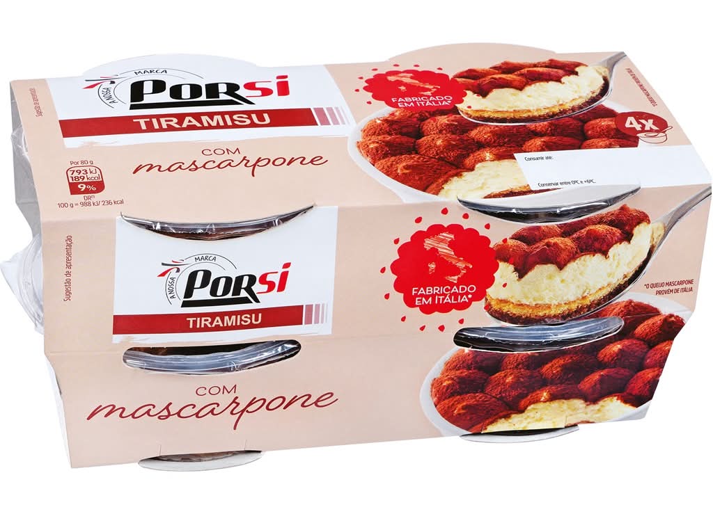 PorSi - Sobremesa Tiramisu, 4 x 80 g