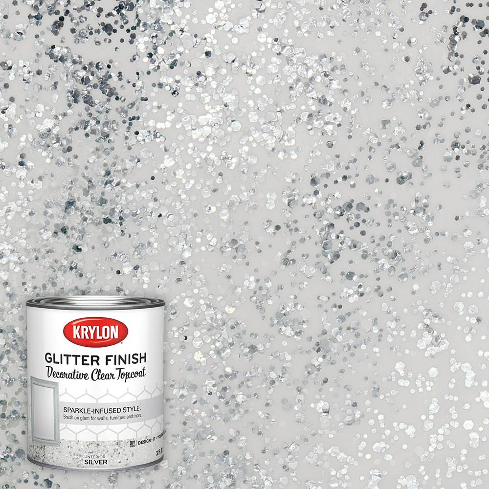 Krylon Latex Pre-tinted Silver Glitter Paint (1-quart) | K03911000-14