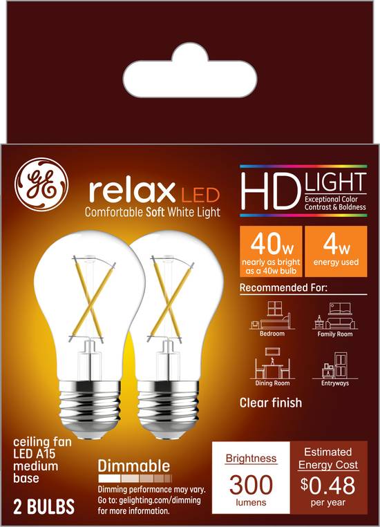 GE 4W HD Relax Ceiling Fan Light Bulb (2 ct)