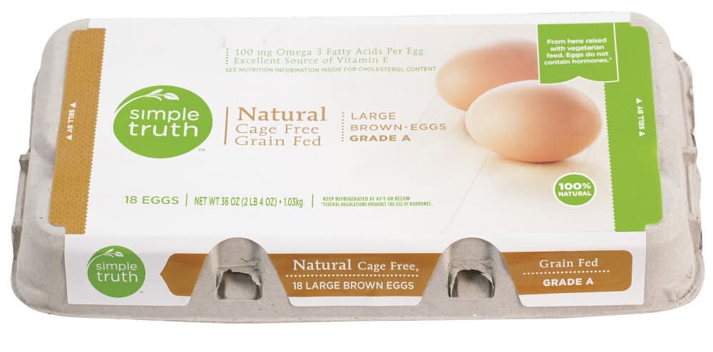 Simple Truth Natural Cage Free Grade a Brown Eggs, L (36 oz, 18 ct)
