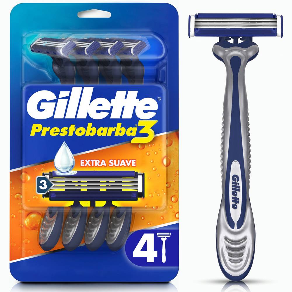 Gillette máquinas para afeitar prestobarba3 desechables (4 u)
