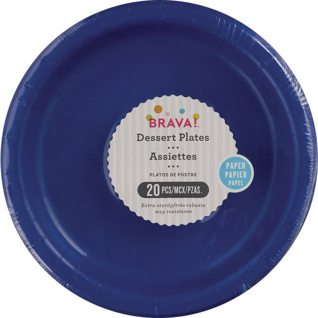 Party City Extra Sturdy Paper Dessert Plate (unisex/6.75in/royal blue)