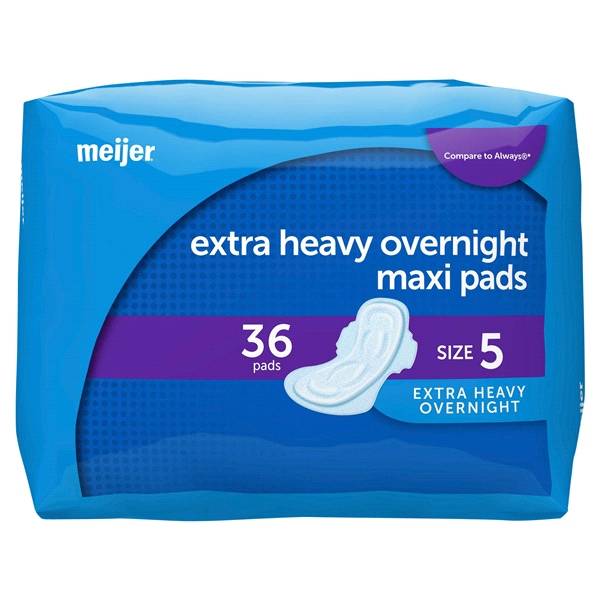 Meijer Overnight Extra Heavy Maxi Pads With Flexi-Wings