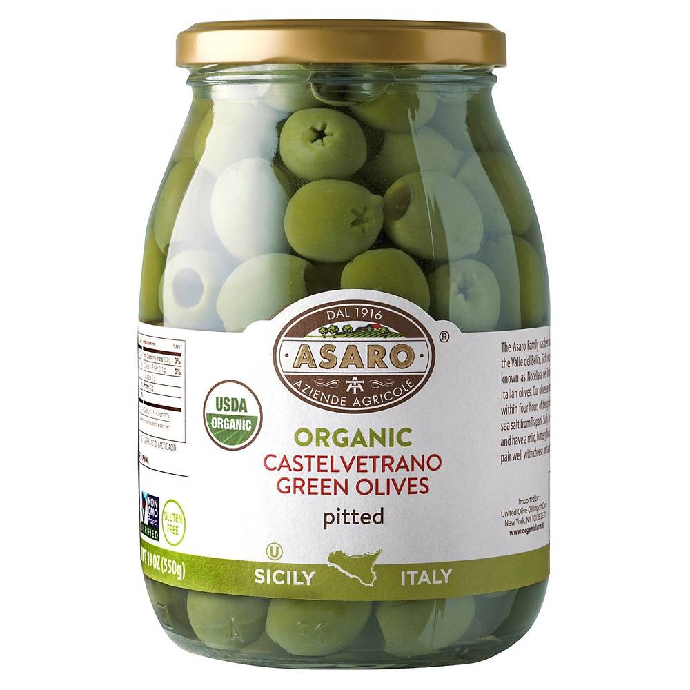 Asaro Organic Castelvetrano Green Olives (19 oz)