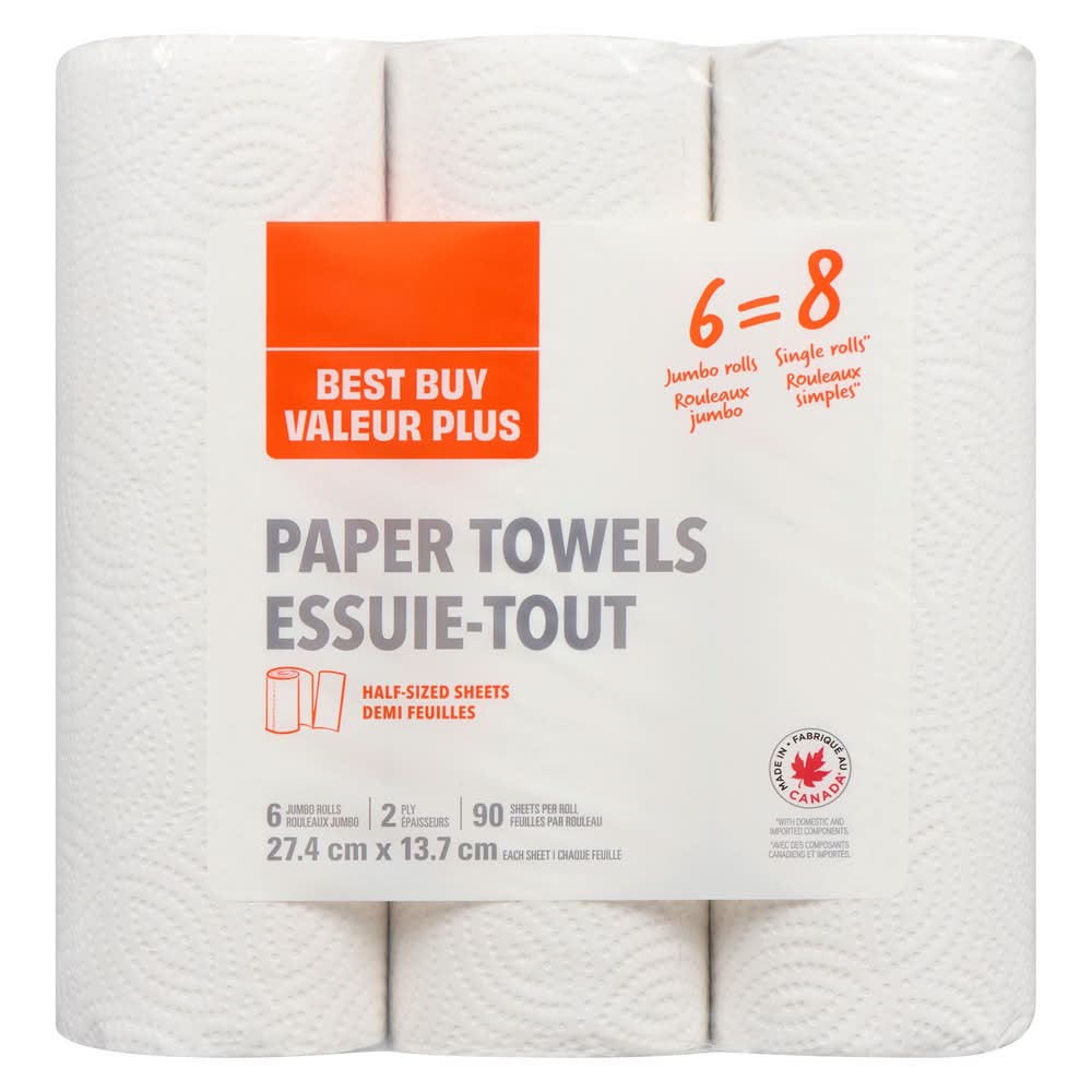 Best Buy 2-Ply Paper Towel Jumbo Rolls, 27.4 x 13.7 Cm (6 ct)