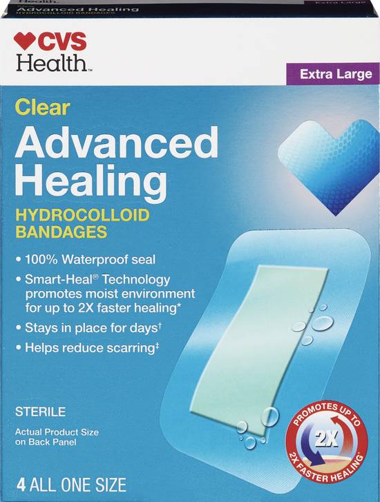 CVS Health Clear Advanced Healing Hydrocolloid Bandages, Extra Large, 4CT