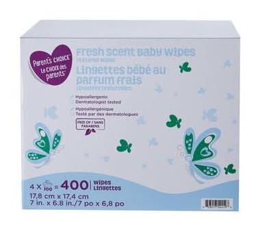 Parent's Choice Fresh Scent Textured Baby Wipes, 7x6.8 in (750 g, 400 ct)