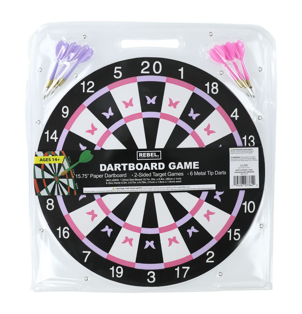 Pink Butterfly Dartboard Game 15.7in
